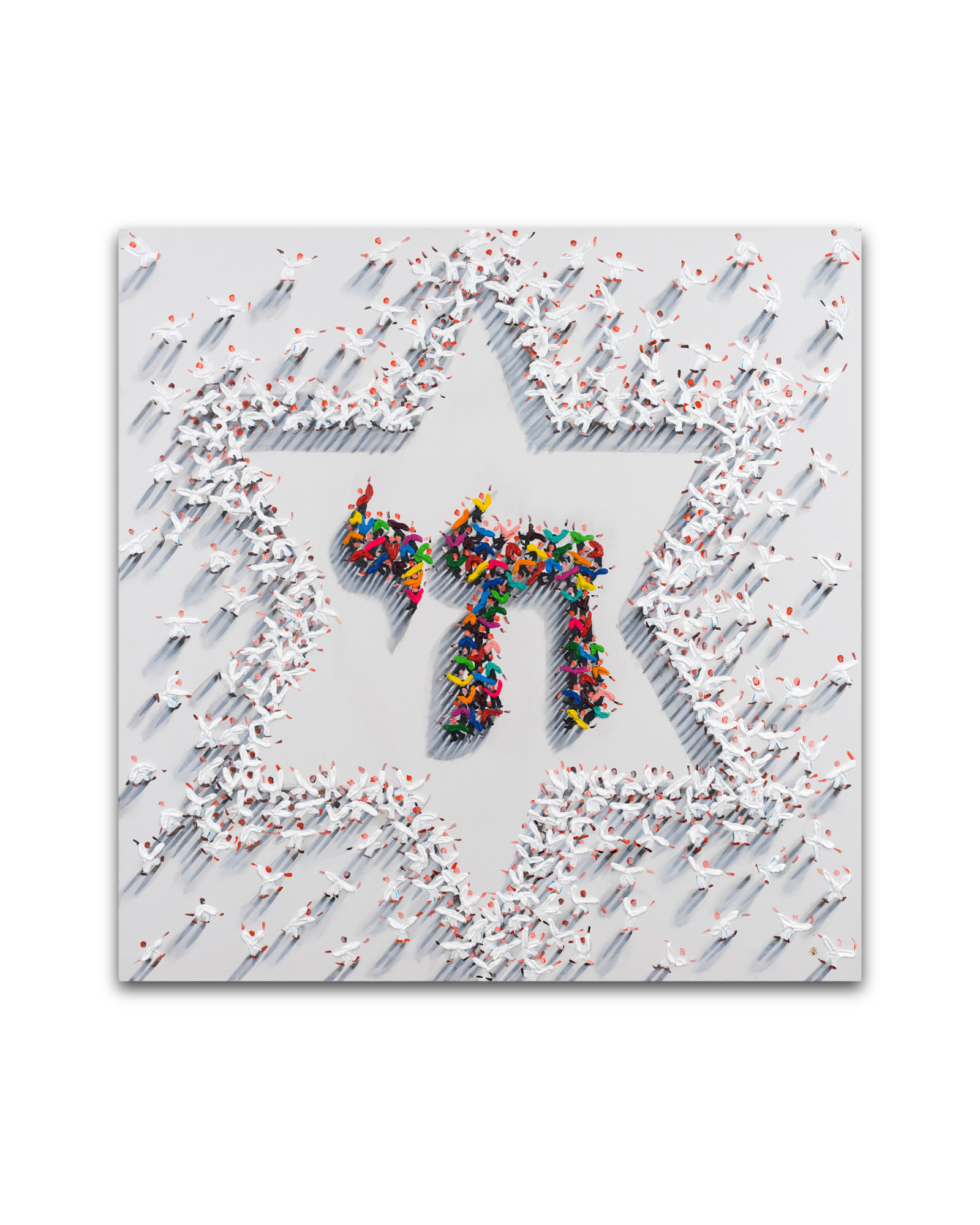 Star of David - White On White w/ Color Chai (Original Painting)