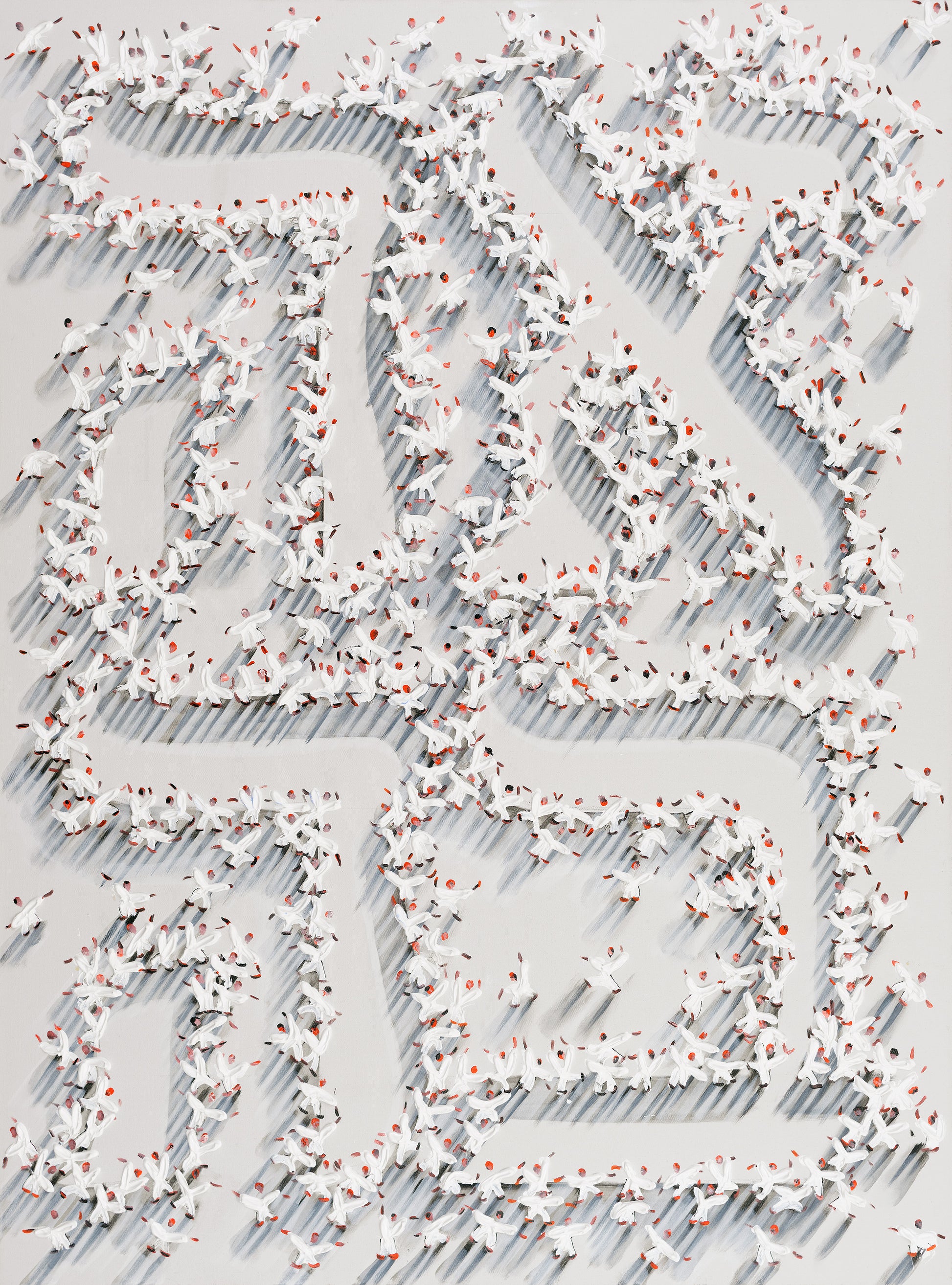 Painting Hebrew Love No. 2 - White on white (Signed & Framed Canvas Giclée Print)